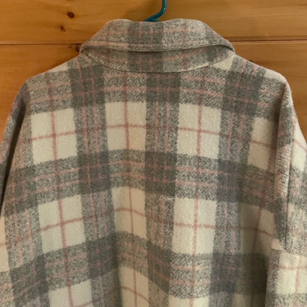 Anthropologie If By Sea Bobbie Plaid Oversized Pink and grey XL Jacket/ Coat NWT - Picture 7 of 11